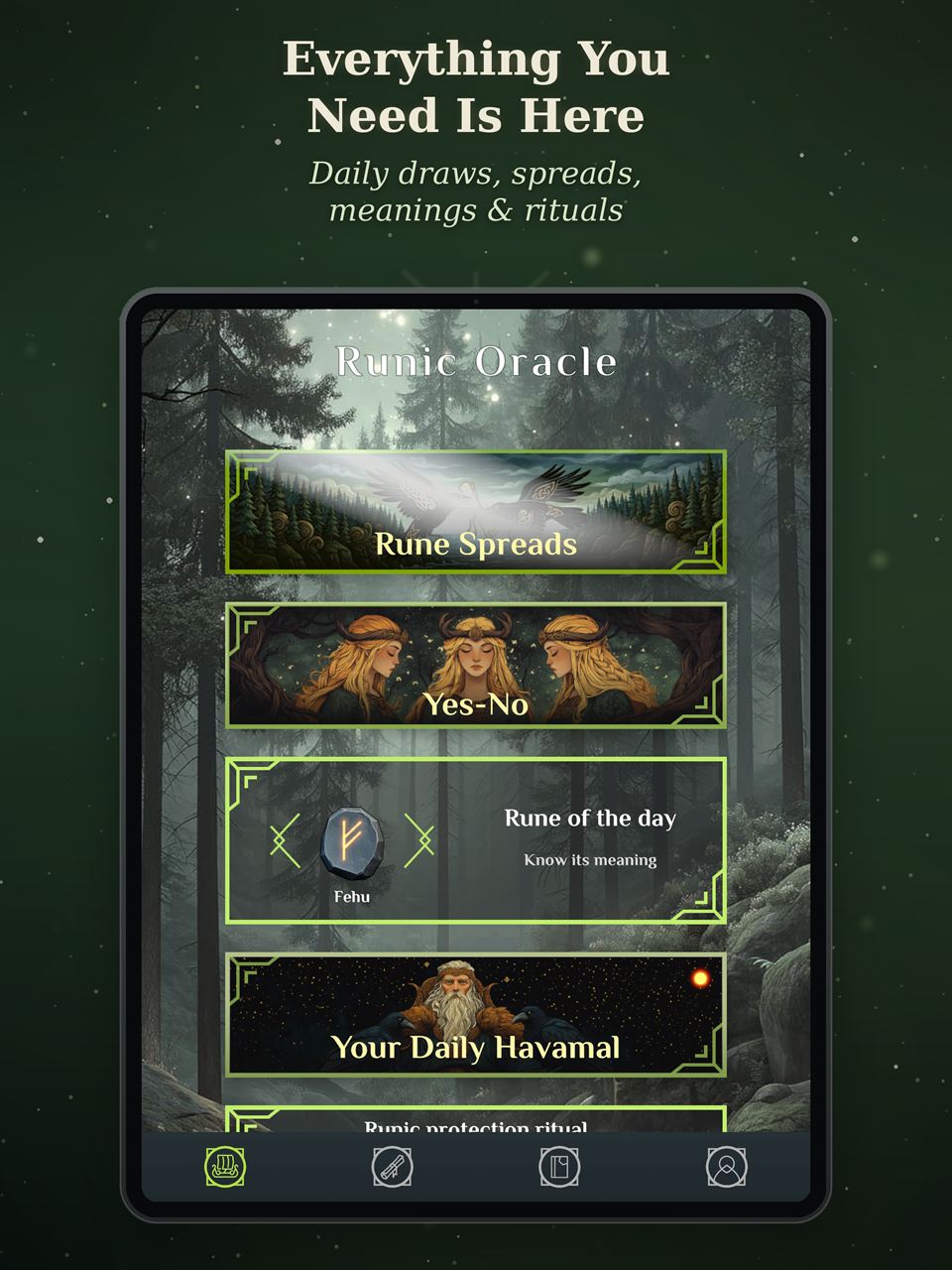 Runic Oracle app screen